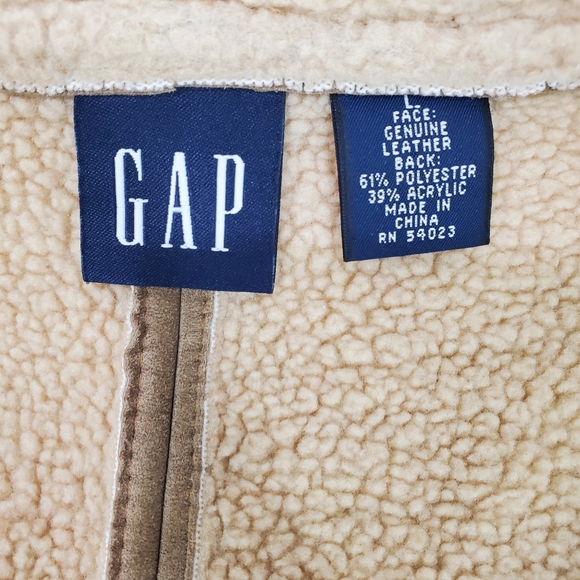 Women's GAP Suede Leather Sherpa Lined Jacket Y2K Size Large - Picture 17 of 17